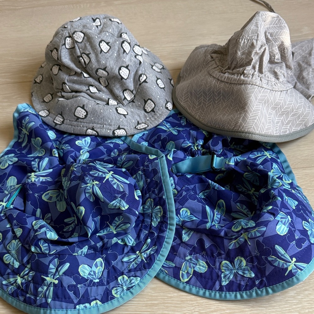 3/$10 Kids' Sun Hats Blue and Gray Bundle (4 Piece)